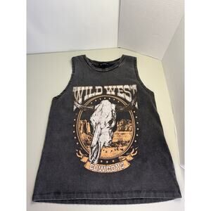 Zutter Wild West CowboysCattle Skull Acid WashMuscle Tank Top